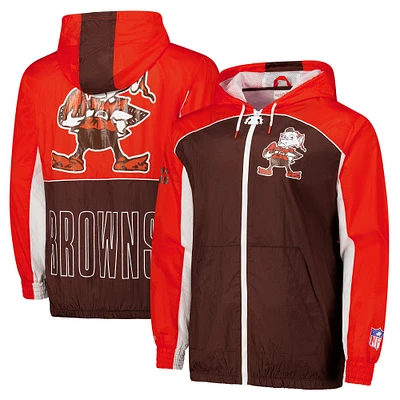 Coupe-vent entièrement zippé de qualité supérieure Cleveland Browns Big Shot Mitchell & Ness Brown pour homme