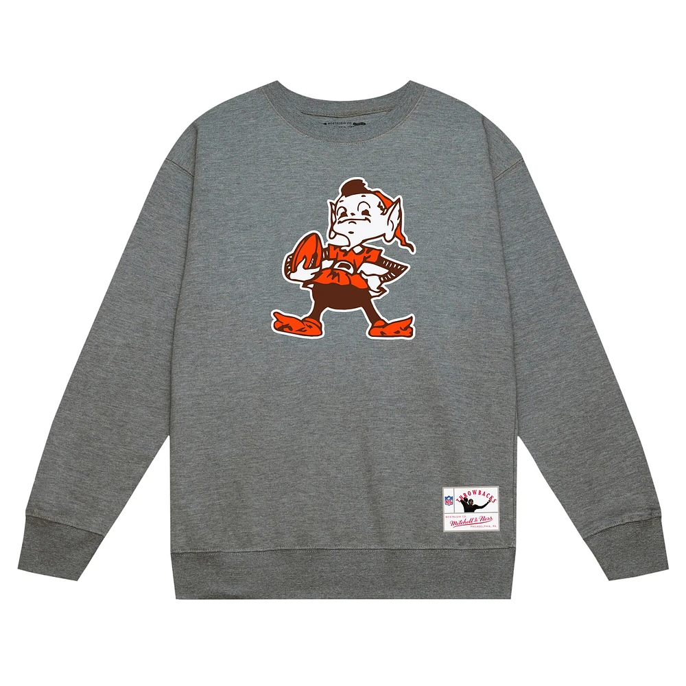 Men's Mitchell & Ness Heather Gray Cleveland Browns Basic Fleece Pullover Sweatshirt