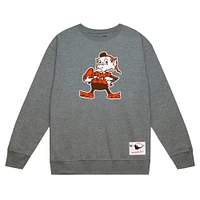 Men's Mitchell & Ness Heather Gray Cleveland Browns Basic Fleece Pullover Sweatshirt
