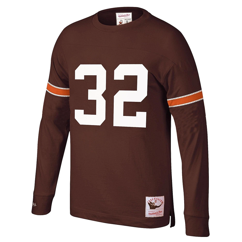 Men's Mitchell & Ness Jim Brown Cleveland Browns Retired Player Name Number Long Sleeve Top