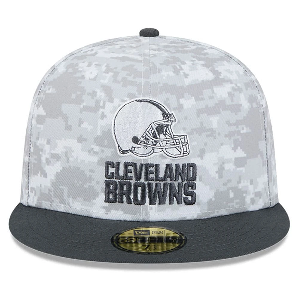 Men's New Era Arctic Camo/Graphite Cleveland Browns 2024 Salute To Service 59FIFTY Fitted Hat