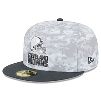 Men's New Era Arctic Camo/Graphite Cleveland Browns 2024 Salute To Service 59FIFTY Fitted Hat