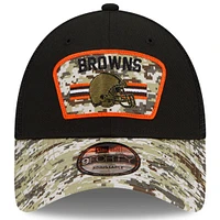 Casquette ajustable Snapback 9FORTY Trucker pour homme New Era Cleveland Browns 2021 Salute To Service, noir/camouflage