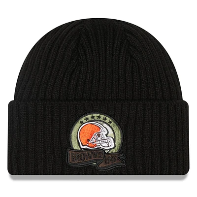 Salut au service 2022 des Cleveland Browns New Era pour homme - noir - Bonnet en tricot