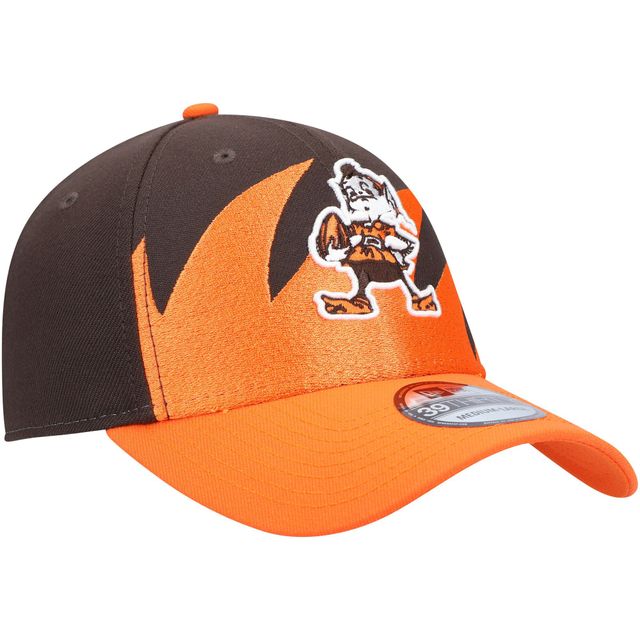 Chaussures New Era pour homme Marron/Orange Cleveland Browns Historic Logo Surge 39THIRTY - Casquette flex