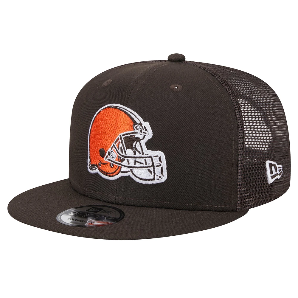 Men's New Era Brown Cleveland Browns Main Trucker 9FIFTY Snapback Hat