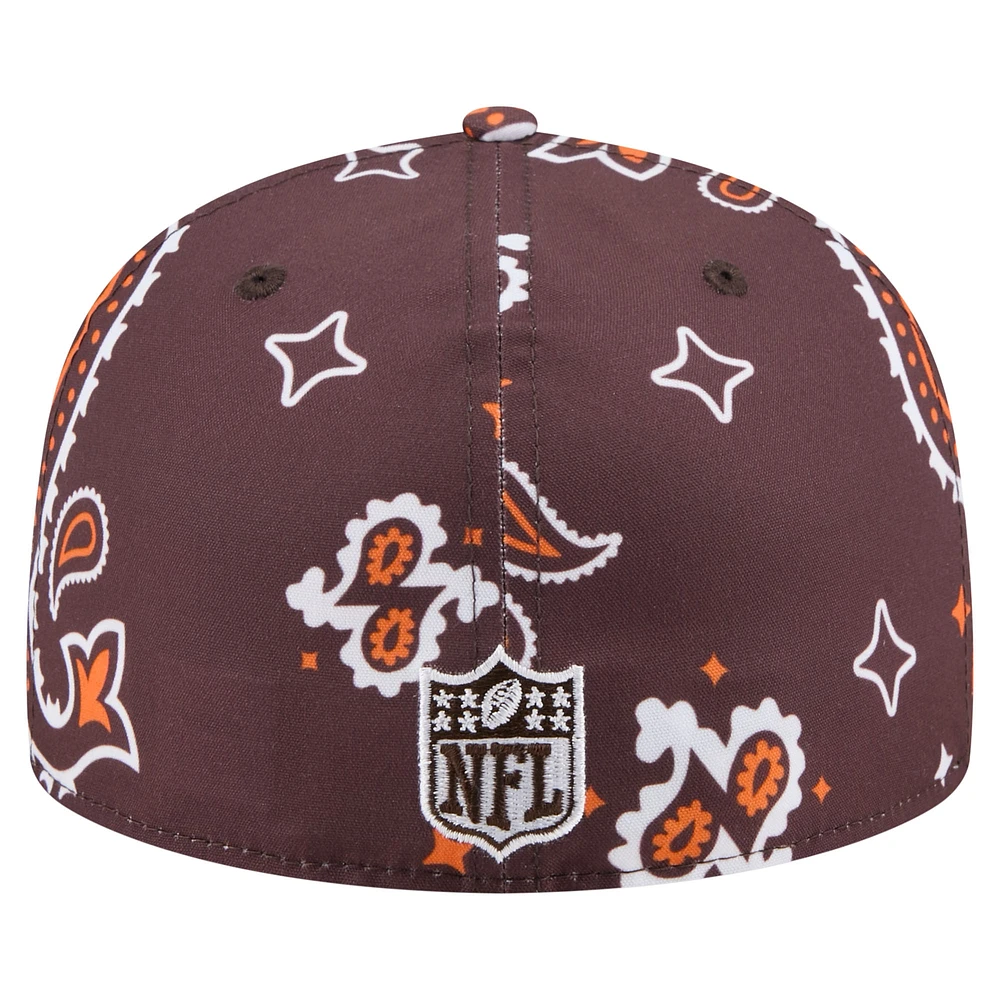 Men's New Era Brown Cleveland Browns Paisley 59FIFTY Fitted Hat
