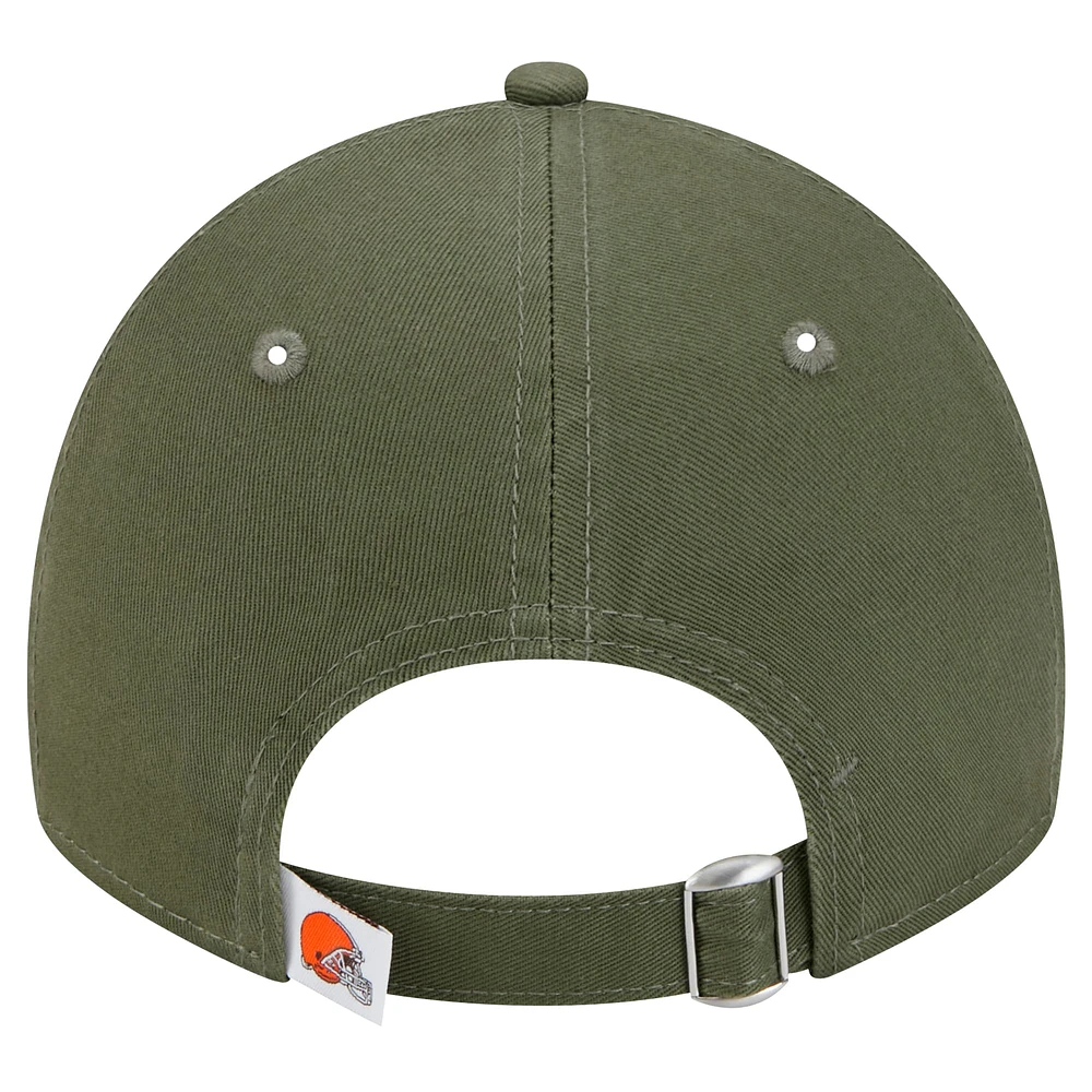 Men's New Era Olive Cleveland Browns Main 9TWENTY Adjustable Hat