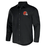 Collection NFL x Darius Rucker pour hommes par Fanatics Chemise boutonnée à manches longues en sergé convertible Cleveland Browns noire