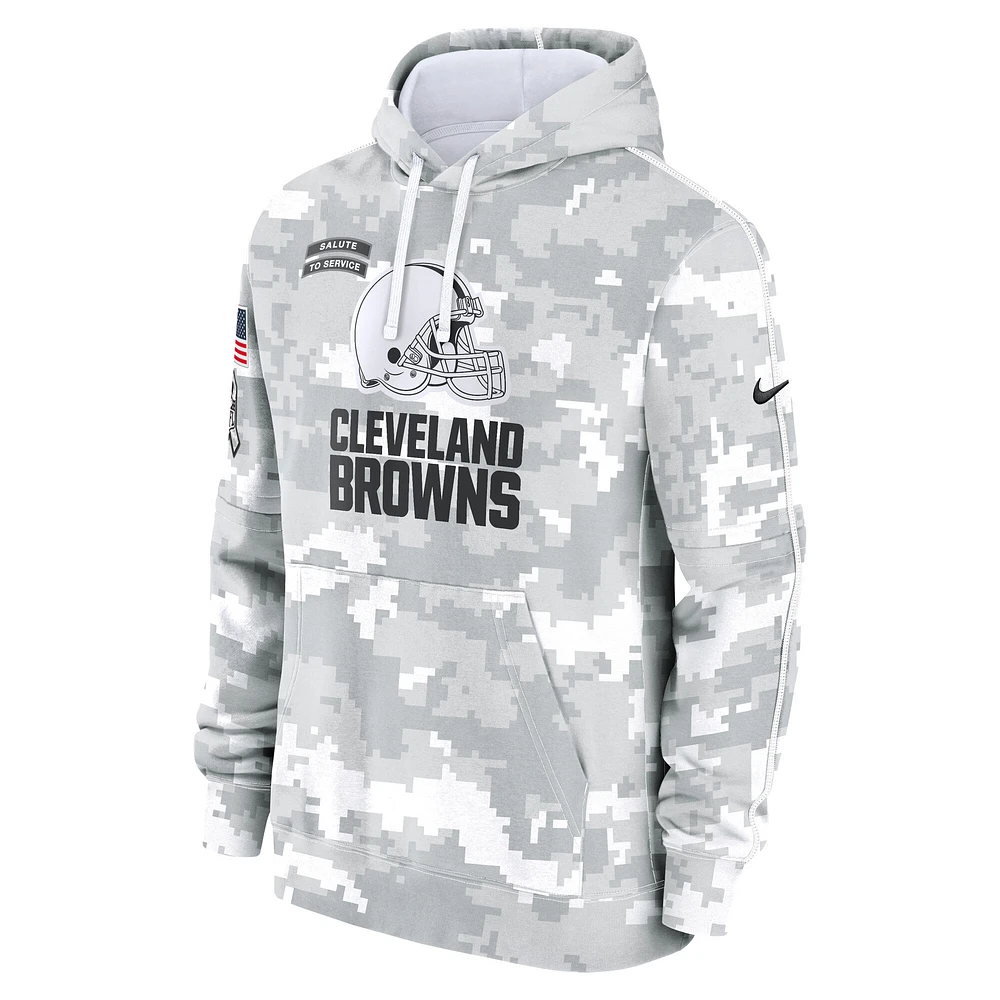 Men's Nike Arctic Camo Cleveland Browns 2024 Salute to Service Club Fleece Pullover Hoodie