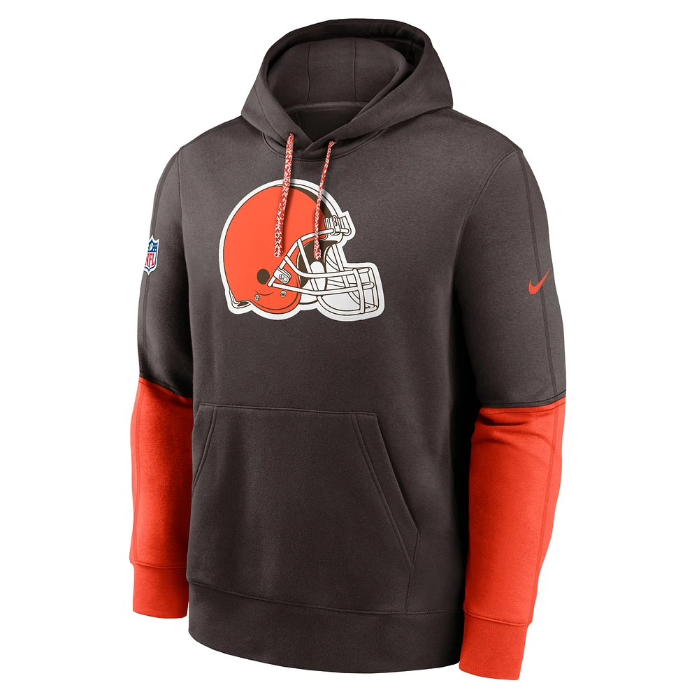 Men's Nike Brown Cleveland Browns 2024 Sideline Club Pullover Hoodie