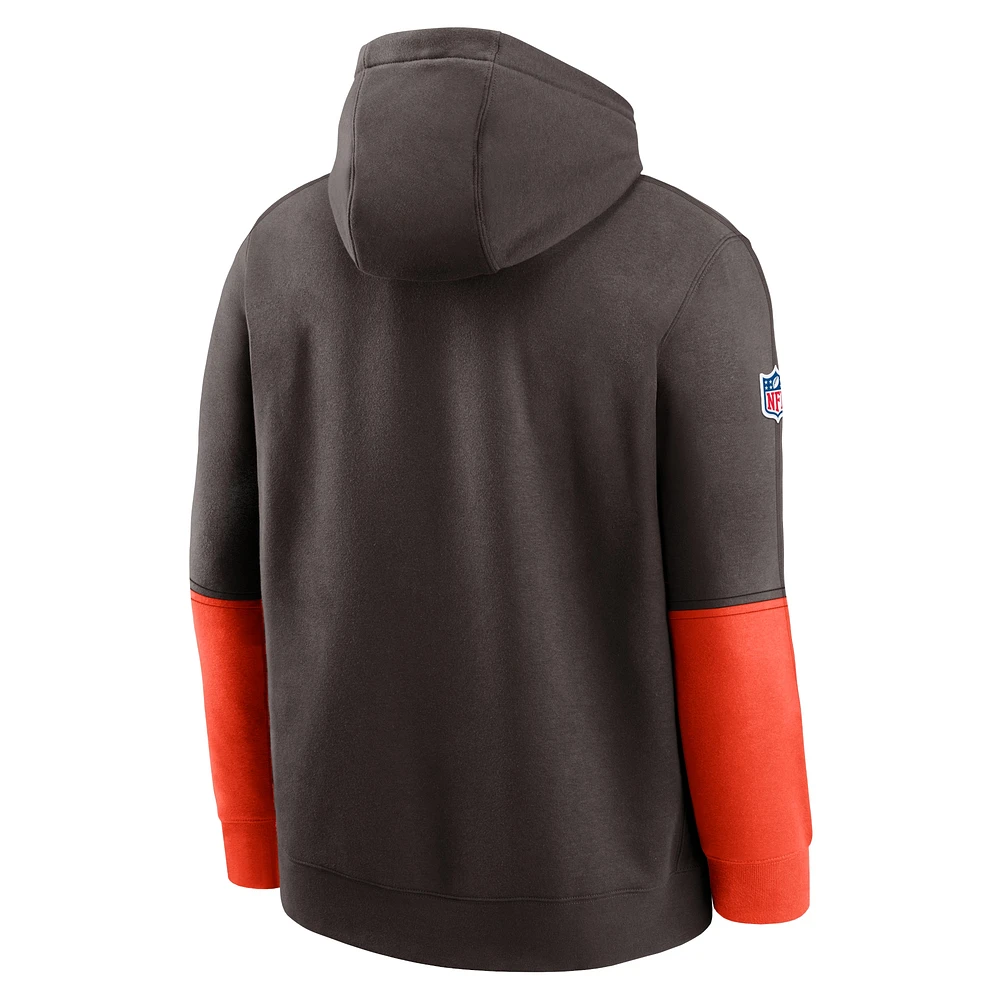 Men's Nike Brown Cleveland Browns 2024 Sideline Club Pullover Hoodie