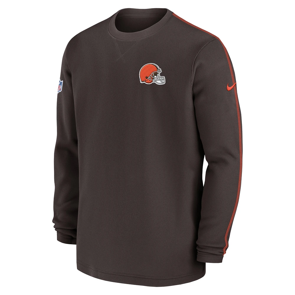 Men's Nike Brown Cleveland Browns 2024 Sideline Coaches Long Sleeve Top