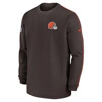 Men's Nike Brown Cleveland Browns 2024 Sideline Coaches Long Sleeve Top