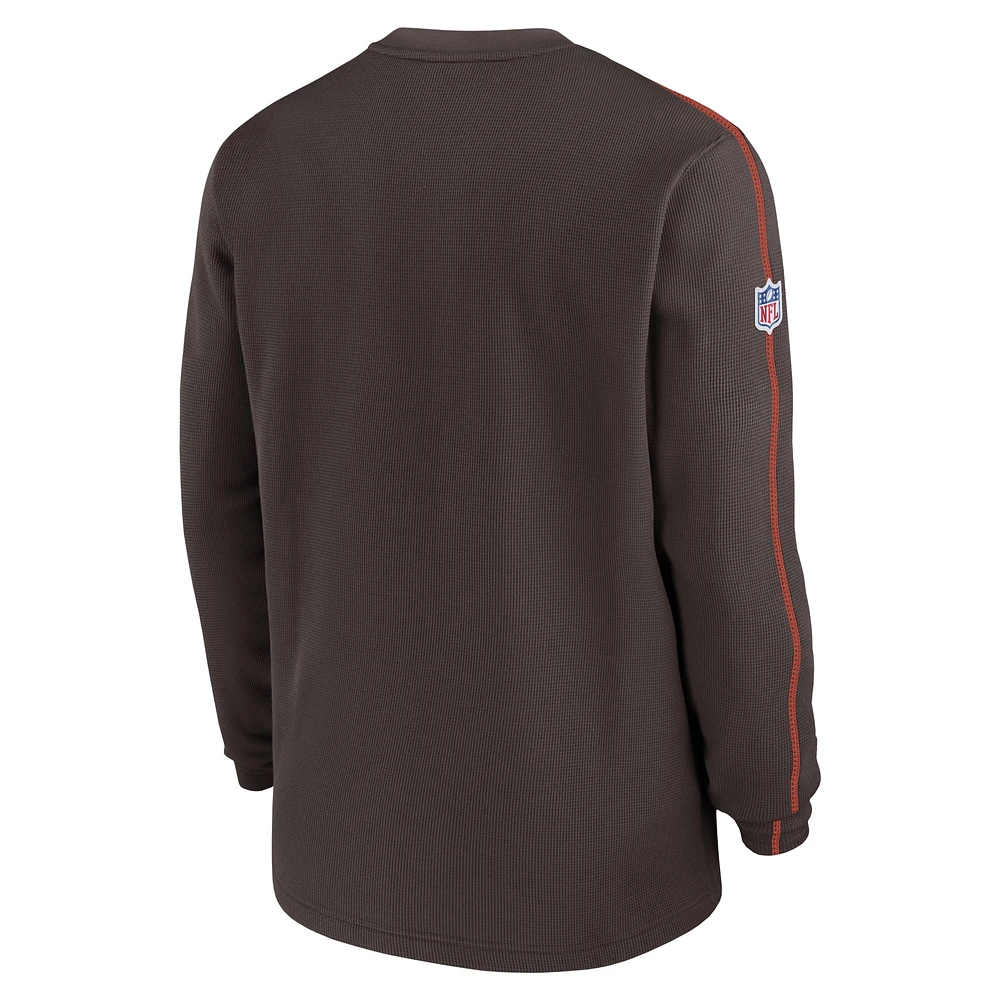 Men's Nike Brown Cleveland Browns 2024 Sideline Coaches Long Sleeve Top