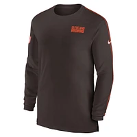 Men's Nike Brown Cleveland Browns Sideline Coach UV Performance Long Sleeve T-Shirt