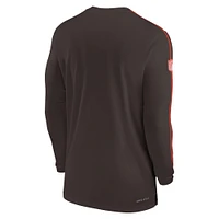 Men's Nike Brown Cleveland Browns Sideline Coach UV Performance Long Sleeve T-Shirt