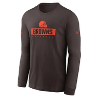 Men's Nike Brown Cleveland Browns Sideline Performance Long Sleeve T-Shirt