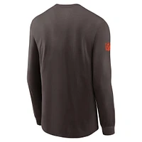 Men's Nike Brown Cleveland Browns Sideline Performance Long Sleeve T-Shirt