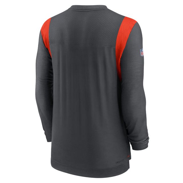 T-shirt à manches longues pour homme Nike Cleveland Browns Charcoal Sideline Performance