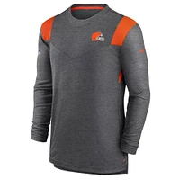 Men's Nike Charcoal Cleveland Browns Sideline Tonal Logo Performance Player Long Sleeve T-Shirt
