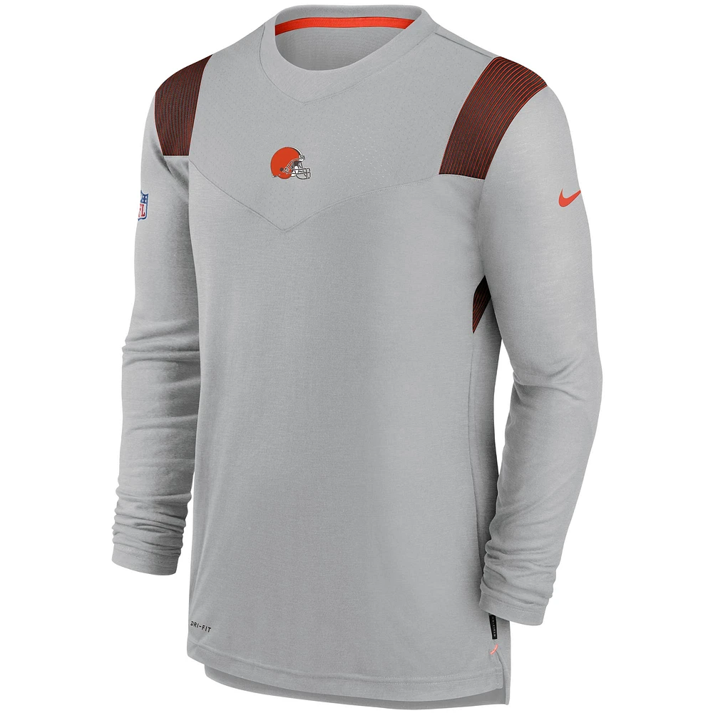 Men's Nike Gray Cleveland Browns Sideline Player UV Performance Long Sleeve T-Shirt