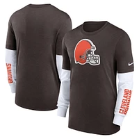 Men's Nike Heather Brown Cleveland Browns Slub Fashion Long Sleeve T-Shirt