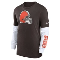 Men's Nike Heather Brown Cleveland Browns Slub Fashion Long Sleeve T-Shirt