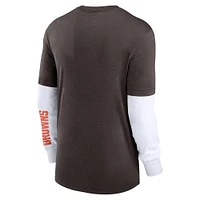 Men's Nike Heather Brown Cleveland Browns Slub Fashion Long Sleeve T-Shirt