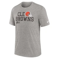 Men's Nike Heather Gray Cleveland Browns Overlap Lockup Tri-Blend T-Shirt