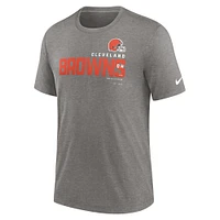 Men's Nike Heather Gray Cleveland Browns Wordmark Tri-Blend - T-Shirt