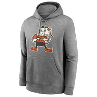 Men's Nike Heathered Gray Cleveland Browns Rewind Club Fleece Pullover Hoodie