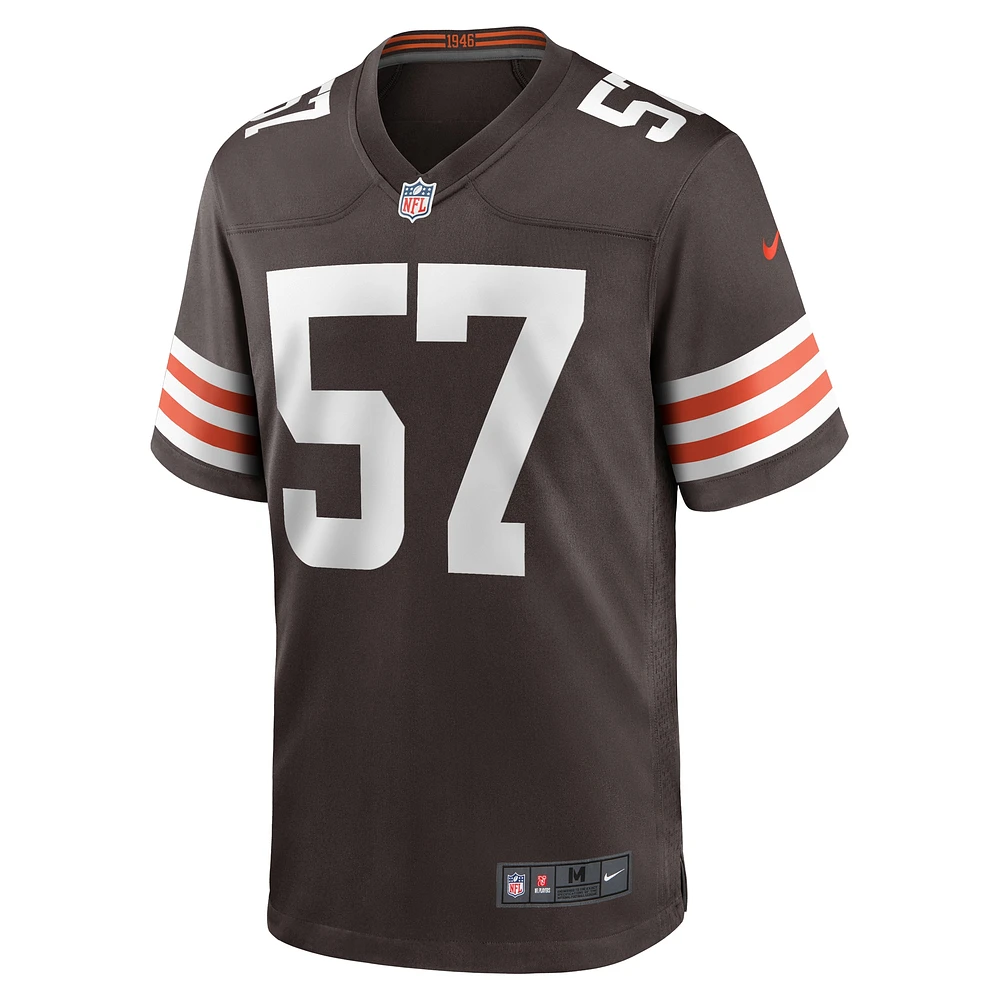 Maillot de match l'équipe Nike Isaiah McGuire marron des Cleveland Browns pour hommes