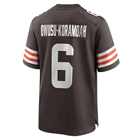 Men's Nike Jeremiah Owusu-Koramoah Brown Cleveland Browns Team Game Jersey
