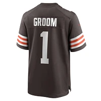 Men's Nike Number 1 Groom Brown Cleveland Browns Game Jersey