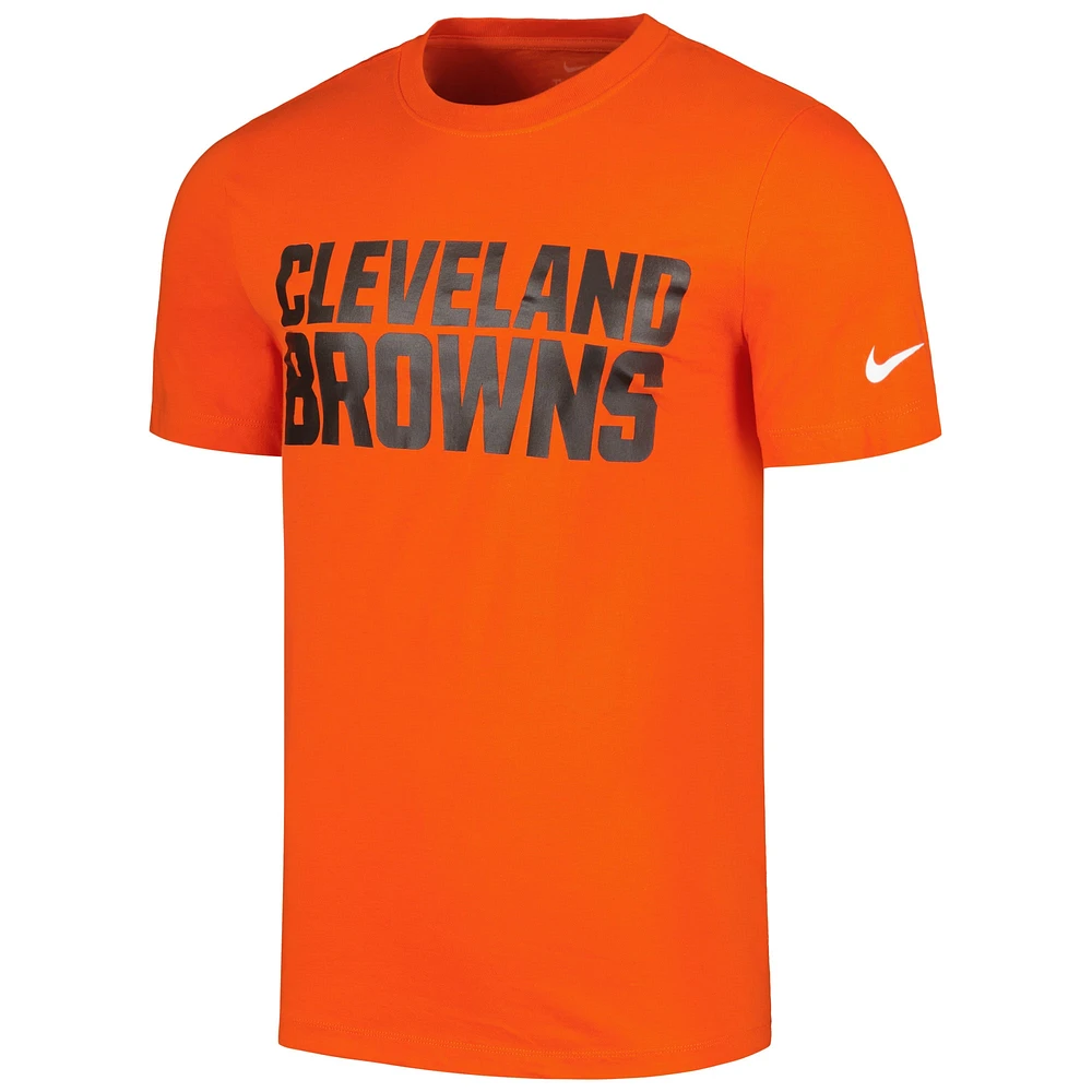 Men's Nike Orange Cleveland Browns Primetime Wordmark Essential T-Shirt