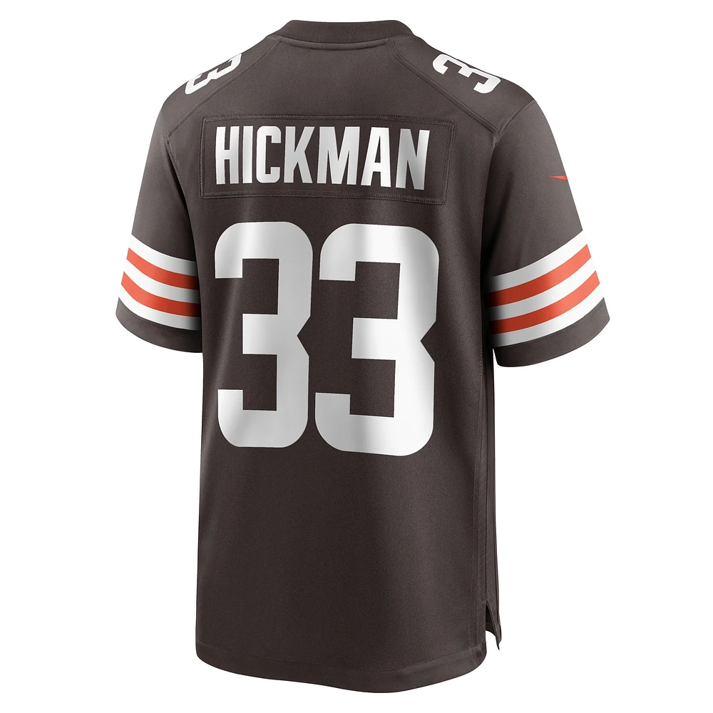 Maillot de match l'équipe Nike Ronnie Hickman marron des Cleveland Browns pour hommes