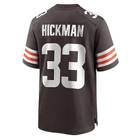Maillot de match l'équipe Nike Ronnie Hickman marron des Cleveland Browns pour hommes