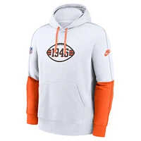 Men's Nike White Cleveland Browns  Throwback Logo Club Tri-Blend Pullover Hoodie