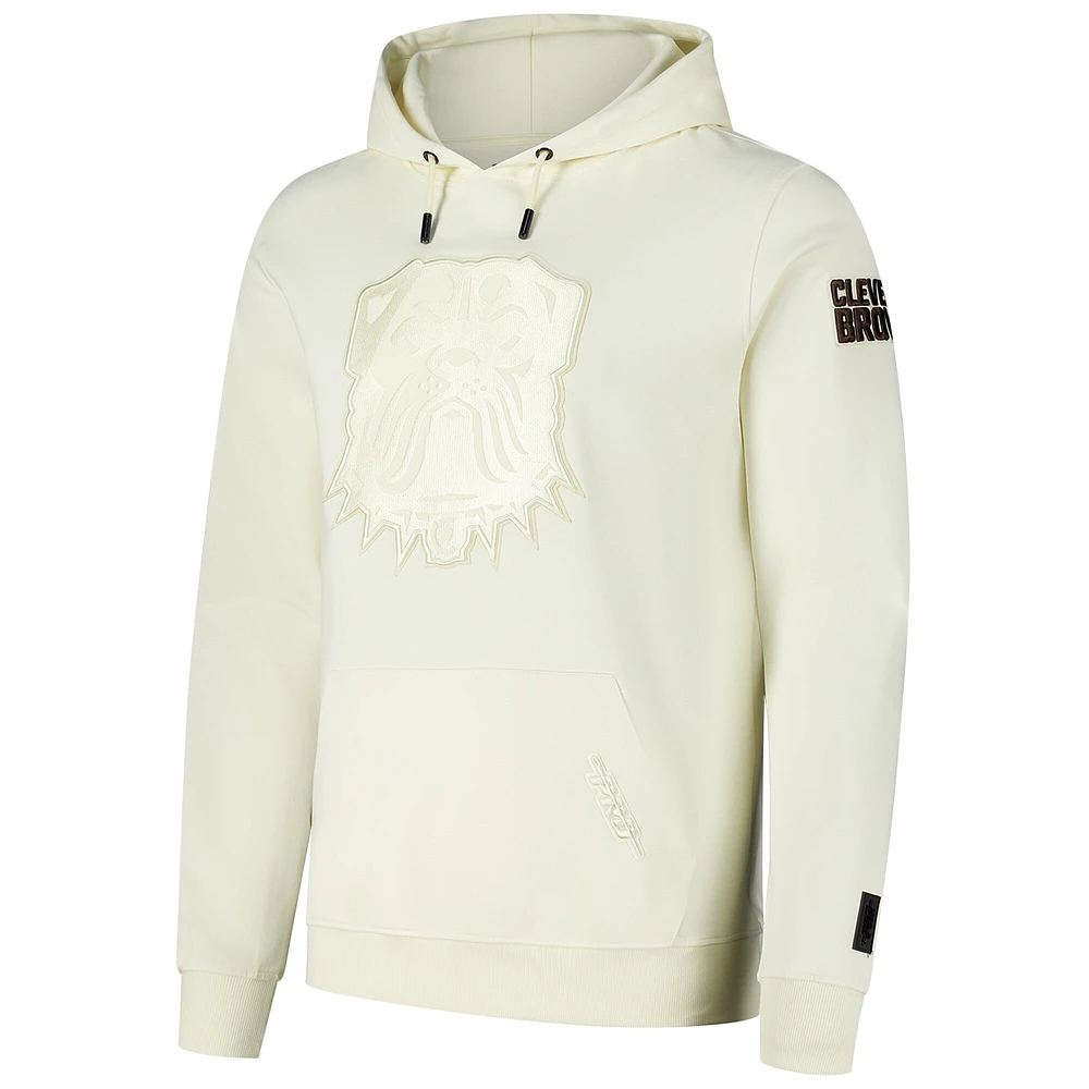 Men's Pro Standard Cream Cleveland Browns Triple Tonal Pullover Hoodie