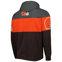Men's Starter Brown/Heather Charcoal Cleveland Browns Extreme Pullover Hoodie