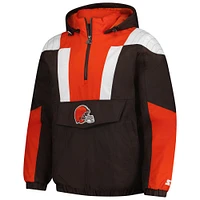 Men's Starter Brown/Orange Cleveland Browns Charger Half-Zip Pullover Jacket