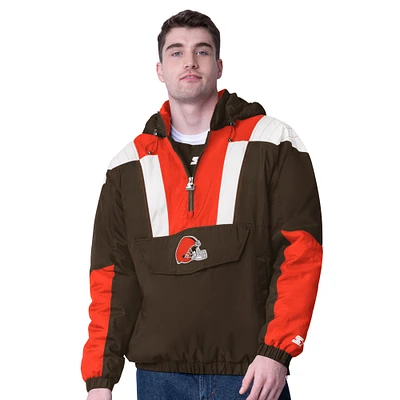 Veste à capuche demi-zippée pour homme Starter Brown Cleveland Browns