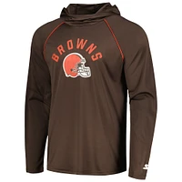 Men's Starter Brown Cleveland Browns Raglan Long Sleeve Hoodie T-Shirt