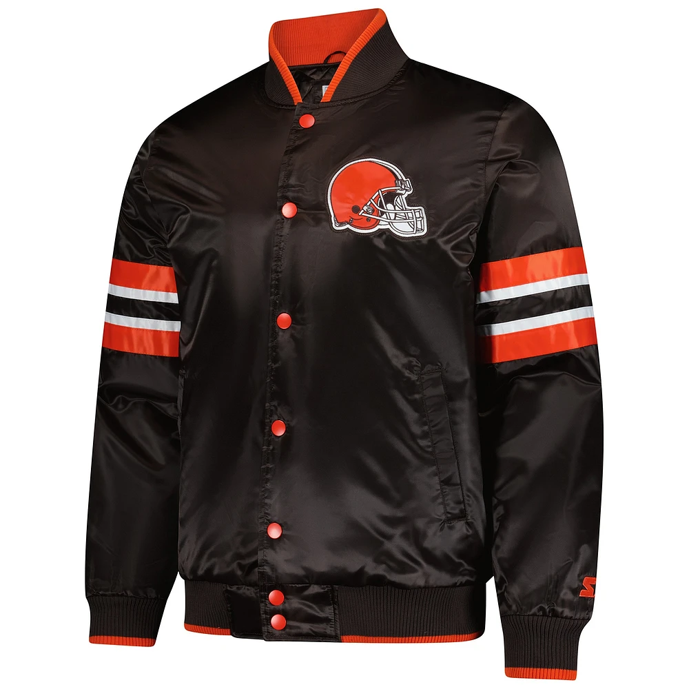 Men's Starter Brown Cleveland Browns Scout I Full-Snap Varsity Jacket