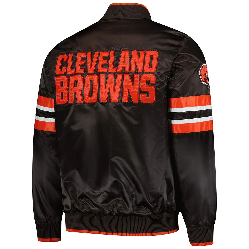 Men's Starter Brown Cleveland Browns Scout I Full-Snap Varsity Jacket