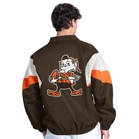 Men's Starter Brown Cleveland Browns Yard Line Vintage Logo Full-Zip Jacket