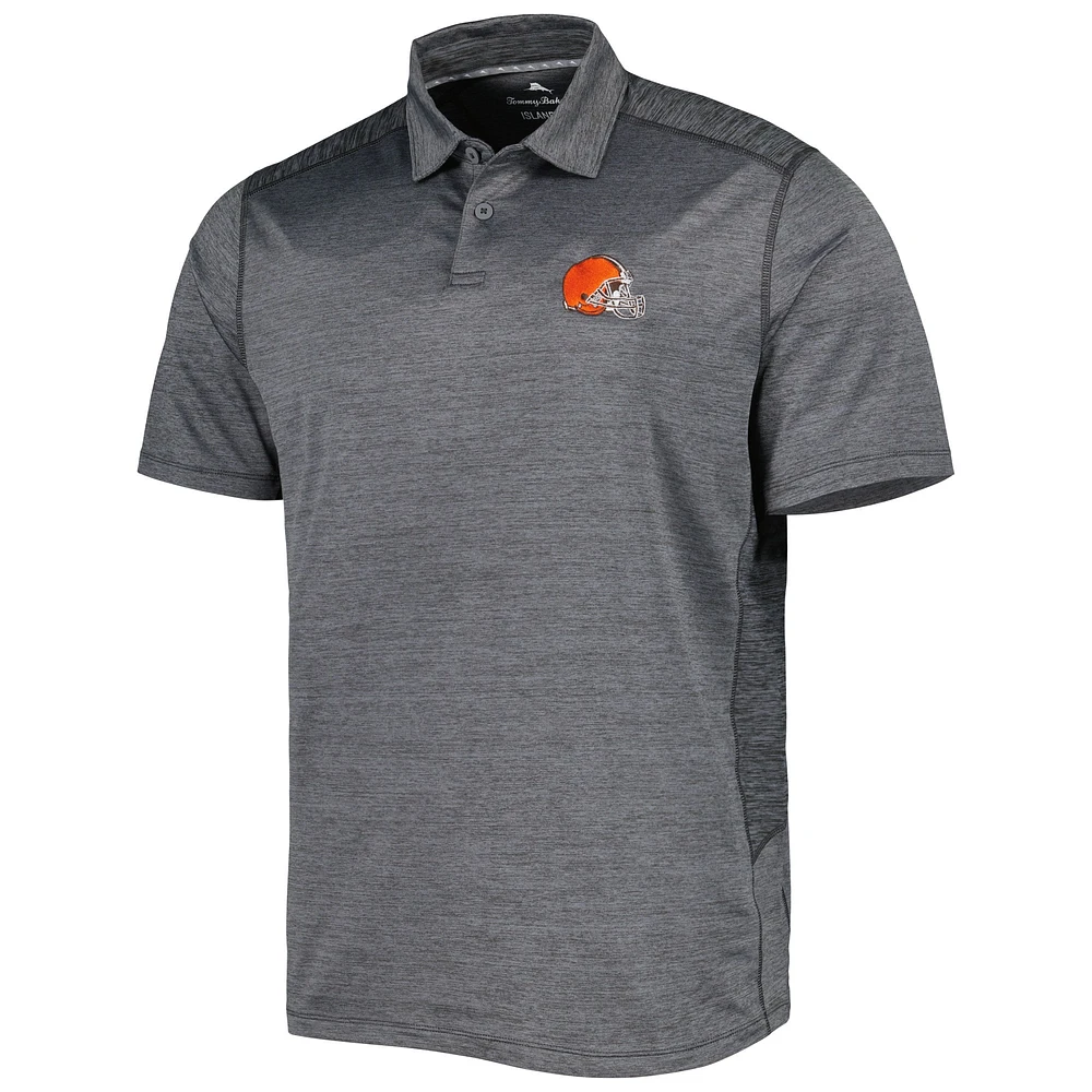 Men's Tommy Bahama Charcoal Cleveland Browns Delray Frond IslandZone Polo
