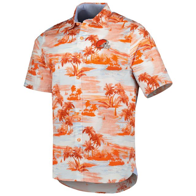 Chemise boutonnée Tommy Bahama Orange Cleveland Browns Sport Tropical Horizons pour homme