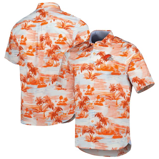 Chemise boutonnée Tommy Bahama Orange Cleveland Browns Sport Tropical Horizons pour homme